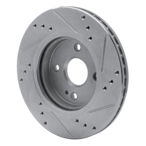Mazda 2 Brake Rotor (1) - Front Left - R1 Concepts - Drilled & Slotted - Silver - `11-`15